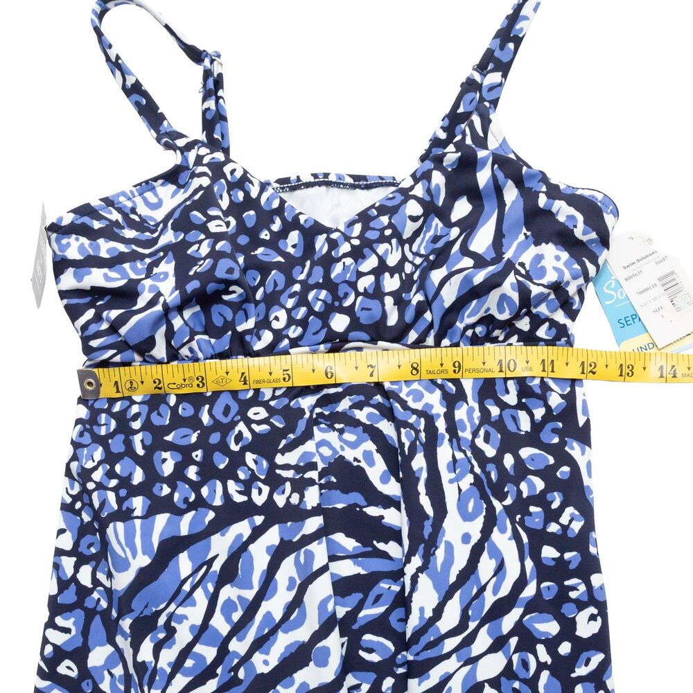 Swim Solutions Size 8 Women's Navy Multi Animal‎ Print Underwire Tankini Top New - Picture 3 of 6